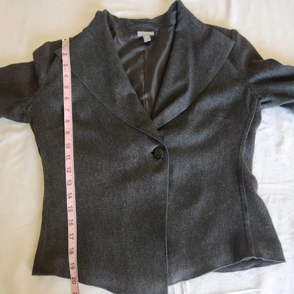 J Jill Women's Size 8P Black Unstructured Wool Blend Asymmetrical Jacket Blazer